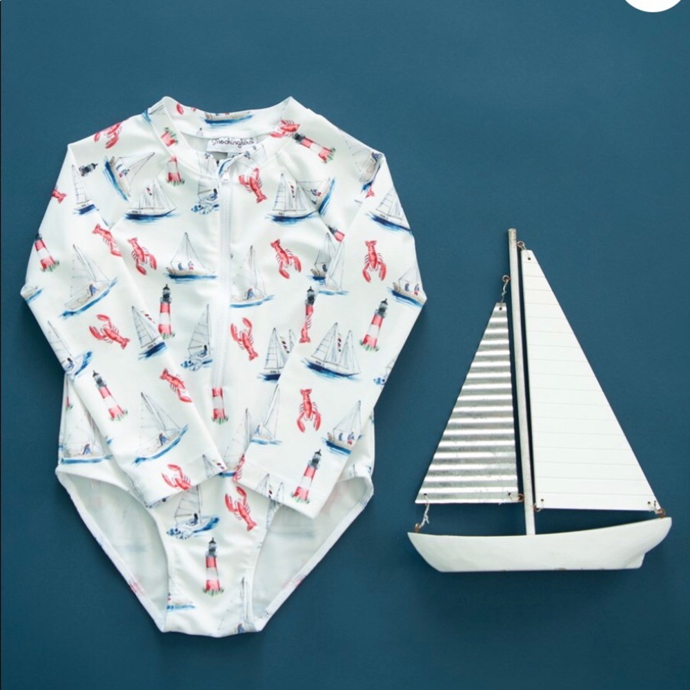 Nantucket Nautical Long Sleeved Swimsuit 12M